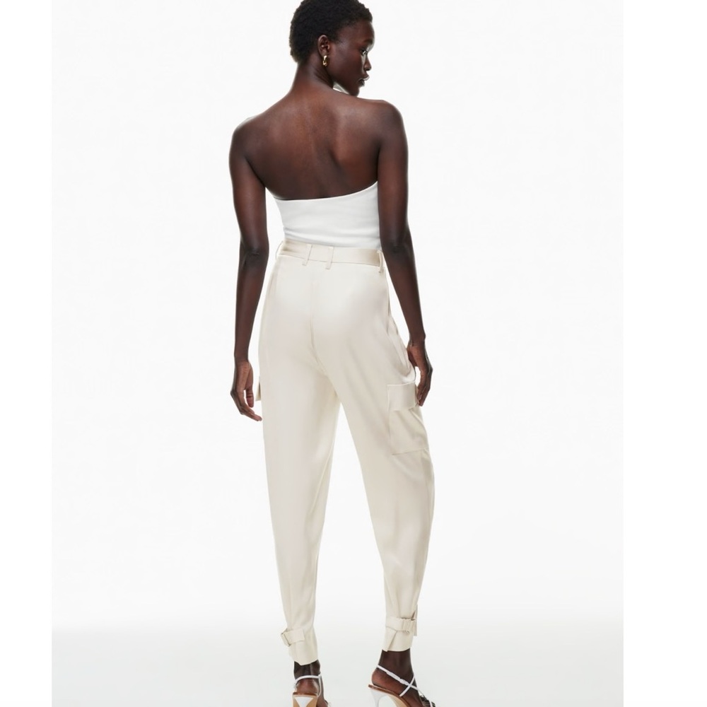 Aritzia Babaton Refined Satin Cargo Pant in Matte Pearl - Picture 3 of 9
